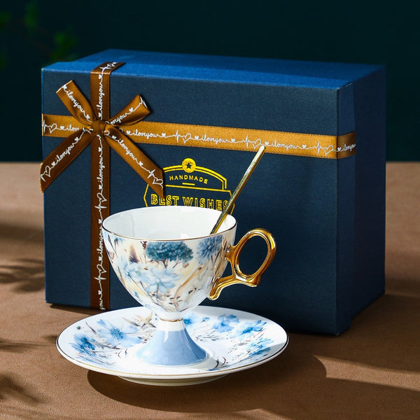 Elegant Ceramic Coffee Cup with Saucer, British Tea Cup set, Ceramic Tea Cup and Saucer Set in Gift Box, Porcelain Tea Cup Set and Saucer Set-Silvia Home Craft