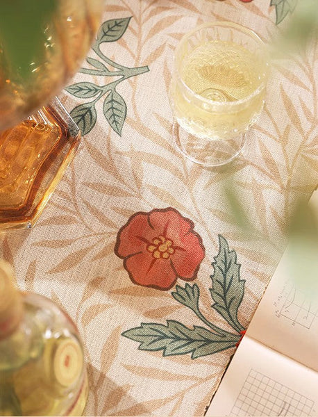 Cornflower and Wild Rose Flower Farmhouse Table Cloth, Modern Rectangle Tablecloth Ideas for Dining Table, Square Linen Tablecloth for Coffee Table-Silvia Home Craft