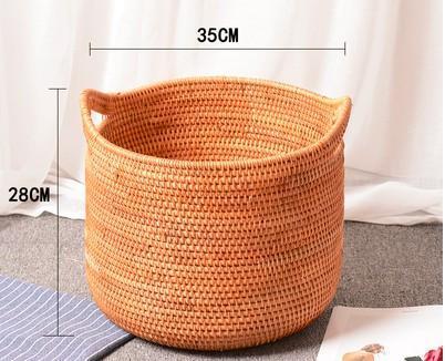 Wicker Woven Storage Baskets, Kitchen Storage Baskets, Rattan Storage Basket, Round Storage Basket for Bathroom-Silvia Home Craft