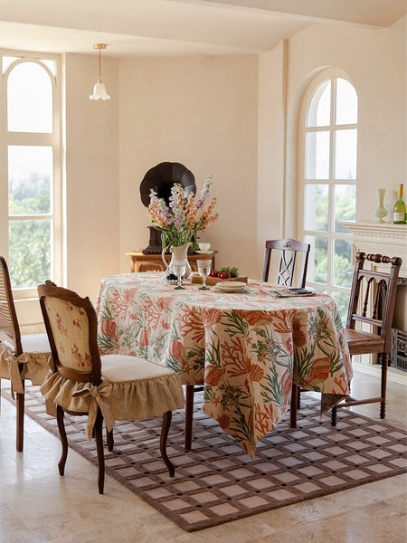 Sea Shell Pattern Tablecloth, Large Modern Rectangle Tablecloth for Dining Room Table, Square Tablecloth, Farmhouse Table Cloth, Wedding Tablecloth-Silvia Home Craft