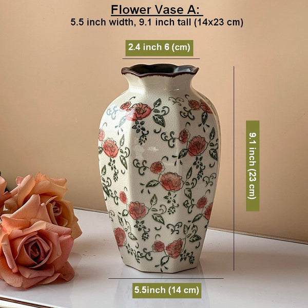 Rustic Porcelain Flower Vases, Handmade Water Holding Flower Vases, Ceramic Bouquet Vases, Tall Flower Vases on Table-Silvia Home Craft