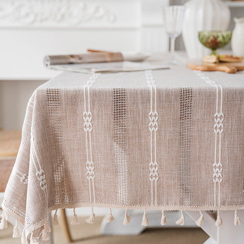 Large Modern Rectangular Table Cloth for Dining Room Table, Linen Square Tablecloth for Kitchen, Large Table Covers for Sale-Silvia Home Craft