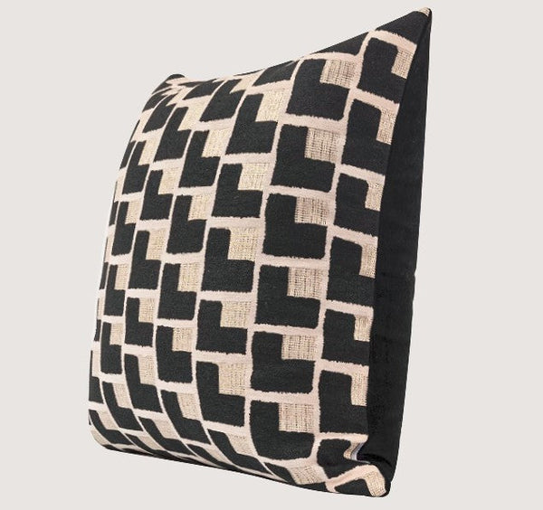 Black Chequer Modern Sofa Throw Pillows, Abstract Contemporary Throw Pillow for Living Room, Large Decorative Throw Pillows for Couch-Silvia Home Craft