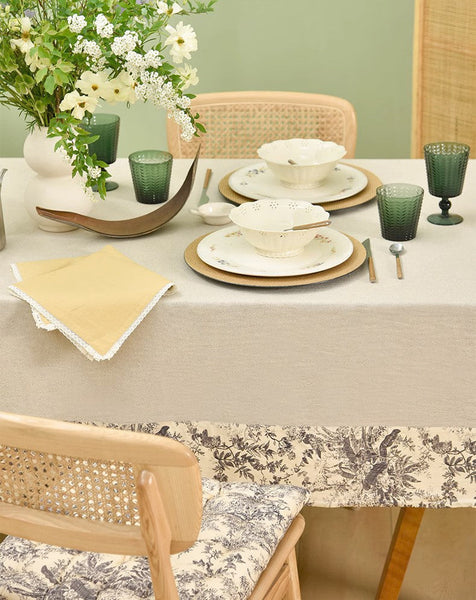 Cotton and Linen Rectangle Table Covers for Dining Room Table, Modern Tablecloth for Kitchen, Square Tablecloth for Coffee Table-Silvia Home Craft