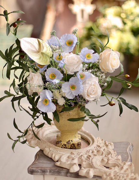 Large Bunch of Romantic Flowers, Table Centerpiece, Beautiful Spring Flower Arrangement for Home Decoration, Real Touch Artificial Floral for Living Room-Silvia Home Craft