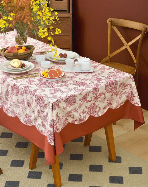 Extra Large Rectangle Tablecloth for Dining Room Table, Country Farmhouse Tablecloth, Flowers Pattern Rustic Table Covers for Kitchen, Square Tablecloth for Round Table-Silvia Home Craft