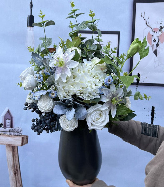 Unique Flowers Arrangement Interior Design, Beautiful Modern Artificial Floral Arrangement for Bedroom, Faux Silk Floral Bouquet Table Centerpiece-Silvia Home Craft