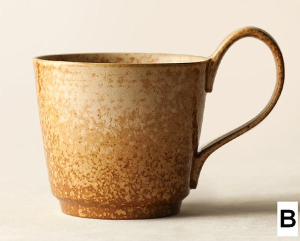 Large Modern Handmade Pottery Coffee Cup, Creative Brown Green Blue Ceramic Coffee Mugs, Large Unique Tea Cup, Large Capacity Coffee Cups-Silvia Home Craft