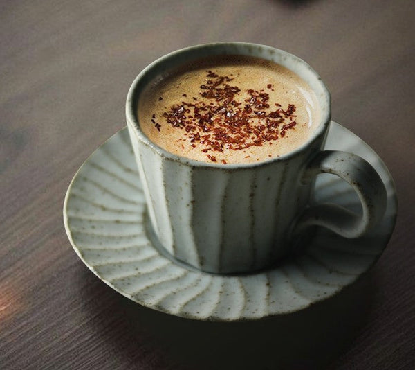 Unique Tea Cup and Saucer, Modern Tea Cup Set for Traditional Afternoon Tea, Handmade Pottery Coffee Cup, Creative Ceramic Coffee Cup with Saucer-Silvia Home Craft