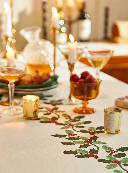 Modern Rectangle Tablecloth for Dining Room Table, Flower Pattern Tablecloth for Home Decoration, Square Tablecloth, Farmhouse Table Cloth, Christmas Tablecloth-Silvia Home Craft