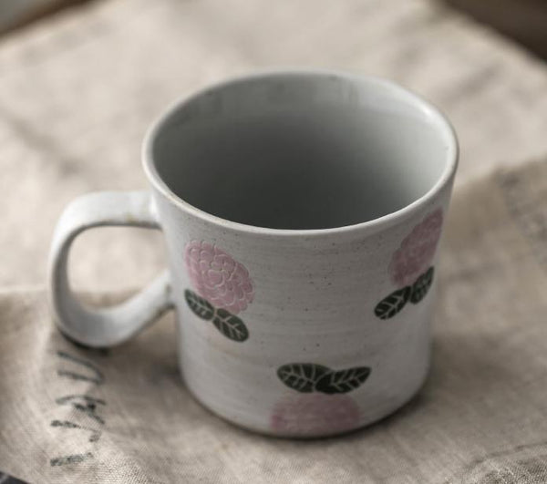 Handmade Pottery Coffee Cup, 10 oz Rose Ceramic Coffee Mug, Cappuccino Coffee Cup, Tea Cup-Silvia Home Craft