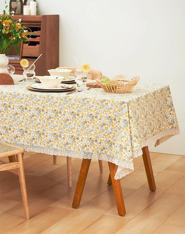 Dining Room Flower Table Cloths, Cotton Rectangular Table Covers for Kitchen, Farmhouse Table Cloth, Wedding Tablecloth, Square Tablecloth for Round Table-Silvia Home Craft
