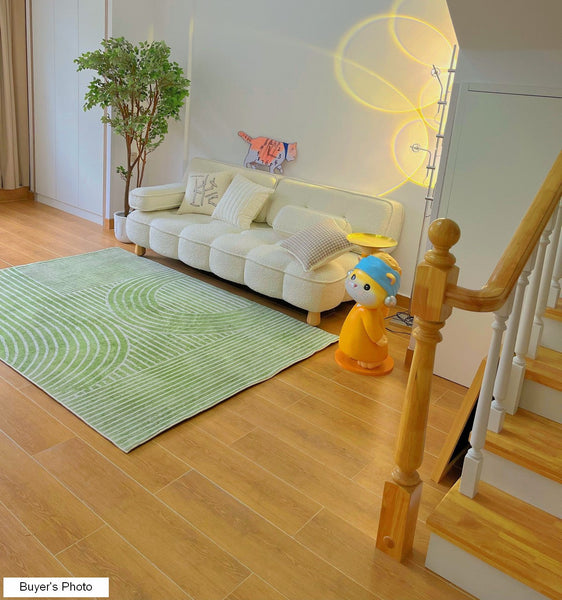 Modern Living Room Rugs, Green Thick Soft Modern Rugs for Living Room, Dining Room Modern Rugs, Contemporary Rugs for Bedroom-Silvia Home Craft