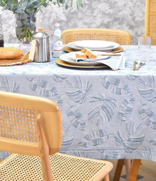 Large Rectangle Table Covers for Dining Room Table, Square Tablecloth for Round Table,Monstera Leaf Modern Table Cloths for Kitchen, Simple Contemporary Cotton Tablecloth-Silvia Home Craft