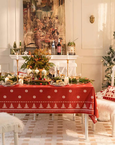 Christmas Edelweiss Table Covers, Square Tablecloth for Kitchen, Extra Large Modern Rectangular Tablecloth for Dining Room Table, Large Tablecloth for Round Table-Silvia Home Craft