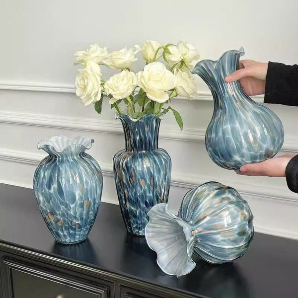 Modern Glass Bud Vases, Centerpiece Vases on Table, Handmade Liuli Vases, Color Glaze Vase, Contemporary Vases for Modern Home Decor-Silvia Home Craft