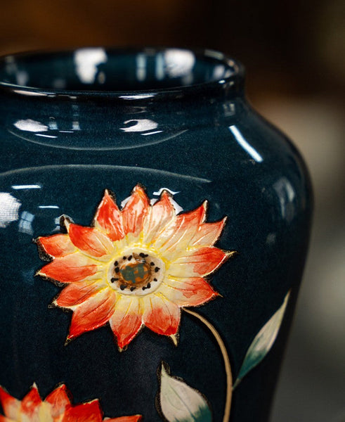 Ceramic Bouquet Vases, Sunflower Vases on Table, Porcelain Flower Vases, Dining Table Centerpiece, Handmade Water Holding Flower Vase-Silvia Home Craft