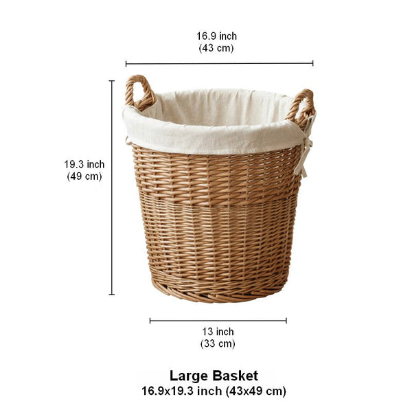 Large Food Storage Basket with Handle, Natural Hand-woven Wicker Storage Basket for Clothes, Willow Weaving Baskets for Clothes, Extra Large Kitchen Storage Baskets-Silvia Home Craft