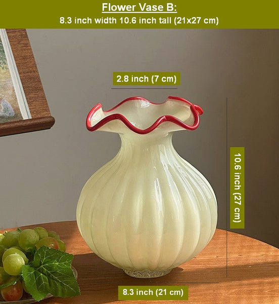 Unique Handmade Vase for Flowers, French Vintage Glass Flower Vases, Glass Bud Vases, Flower Vases on Table-Silvia Home Craft