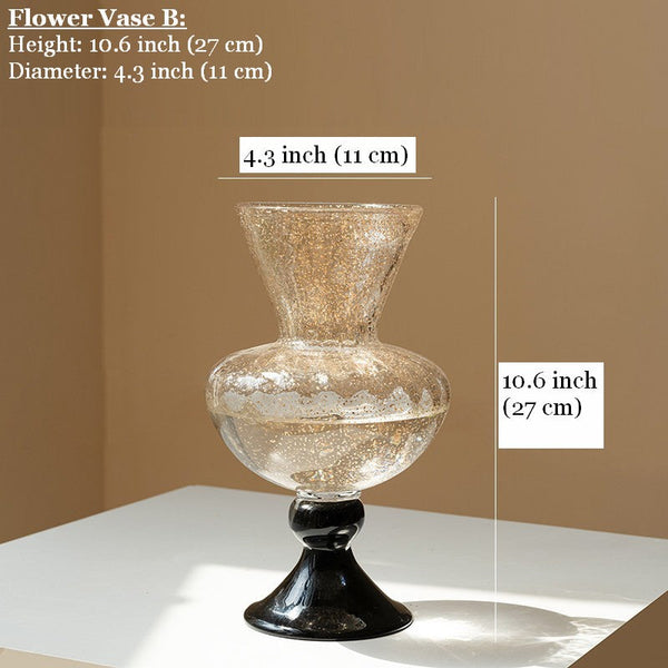 Mid Century Vases for Flowers, Contemporary Glass Vases, Handmade Modern Vases for Living Room, Unique Decorative Glass Vase, Centerpiece Vases on Table-Silvia Home Craft