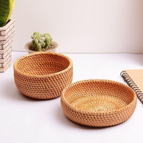Small Storage Basket, Round Storage Basket, Woven Storage Baskets for Kitchen, Storage Basket for Dining Room-Silvia Home Craft