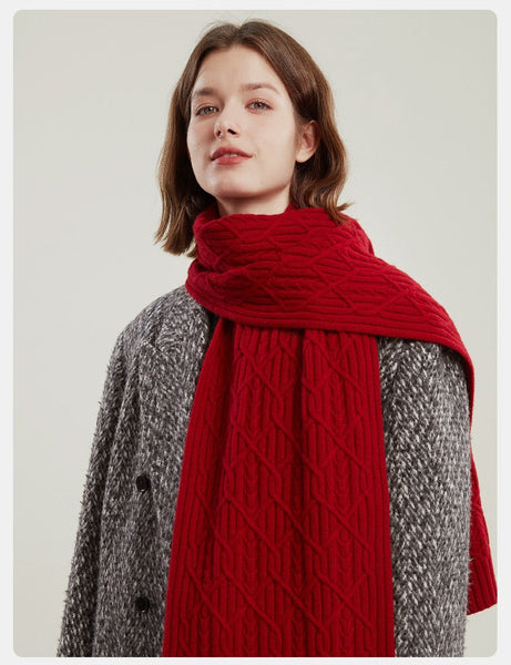 Cold Weather Scarf, Casual Scarf for Women, Fashion Designer Scarf, Red Winter Scarf, Modern Wool Scarf for Women, Soft Cashmere Scarf for Women-Silvia Home Craft