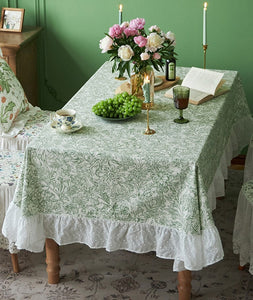 Natural Spring Farmhouse Table Cloth, Extra Large Rectangle Tablecloth for Dining Room Table, Flower Pattern Cotton Tablecloth, Square Tablecloth for Round Table-Silvia Home Craft