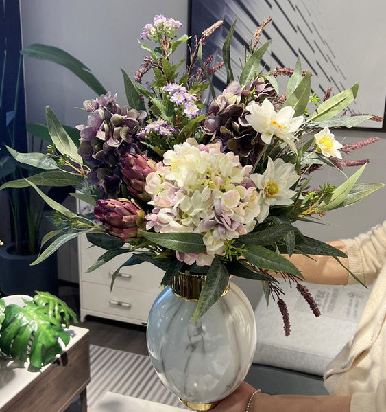 Amazing Flower Arrangement Ideas for Interior Design, Large Bunch of Flowers Arrangement, Faux Silk Floral Table Centerpiece, Modern Artificial Floral for Living Room-Silvia Home Craft