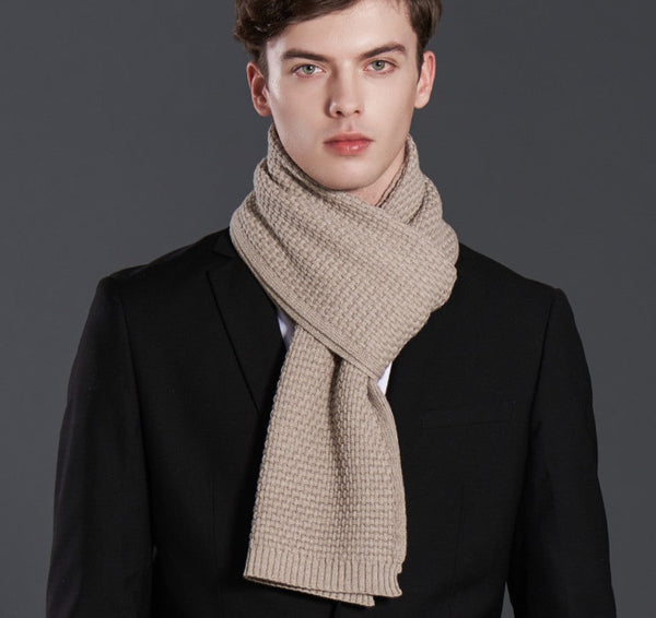 Simple Business Formal Men Scarf Styles, Red Thick Wool Scarf, Wool Scarf for Gentleman, Men's Winter Scarf, Casual Scarf Men, Men's Wool Scarf Winter, Fashion Scarf-Silvia Home Craft