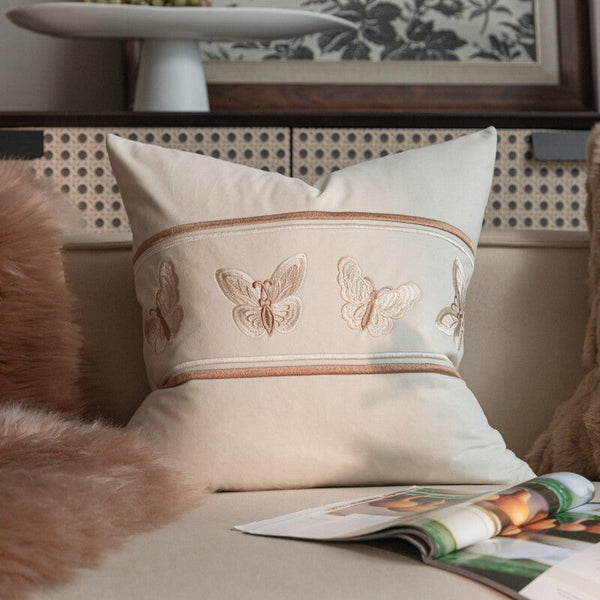 Decorative Pillow Arrangement Ideas for Couch, Modern Decorative Pillows for Bedroom, Embroidered Butterfly Pillow Covers, Large Decorative Throw Pillows for Living Room-Silvia Home Craft