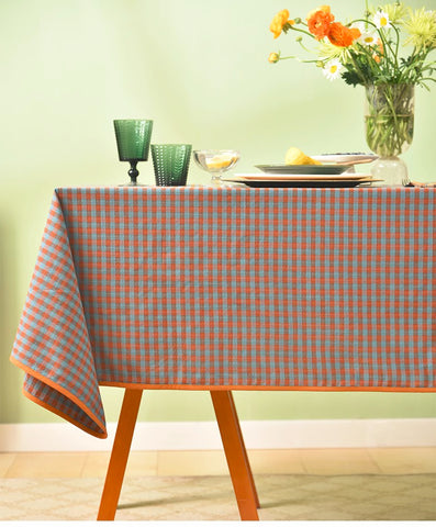 Cotton Chequer Rectangular Tablecloth for Kitchen, Rectangle Table Covers for Dining Room Table, Square Tablecloth for Coffee Table, Farmhouse Table Cloth-Silvia Home Craft