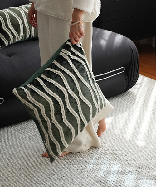 Large Simple Throw Pillow for Bedroom, Contemporary Pillows, Abstract Decorative Throw Pillows, Green Square Modern Throw Pillows for Couch-Silvia Home Craft