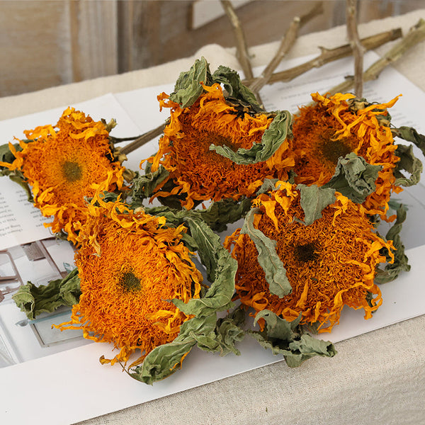 Natural Decorations, A Bunch of Sunflowers, Flower Arrangement, Handmade Artificial Flowers for Home Decor, Natural Dried Sunflower Stems-Silvia Home Craft