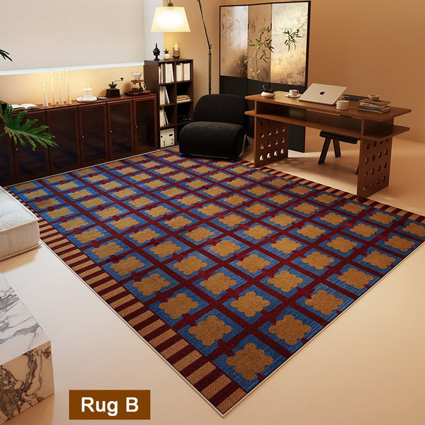 Modern Living Room Rug Ideas, Geometric Modern Rugs for Dining Room, Mid Century Colorful Rugs, Contemporary Abstract Rugs under Coffee Table-Silvia Home Craft