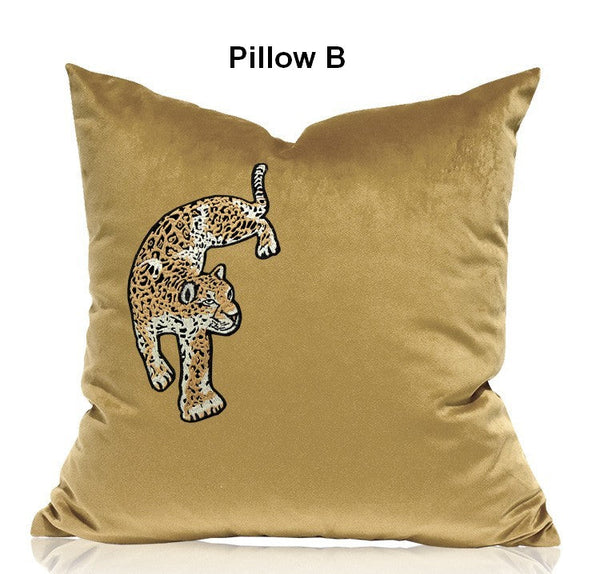 Contemporary Throw Pillows, Cheetah Decorative Cushion, Modern Sofa Pillows, Decorative Pillows for Living Room-Silvia Home Craft