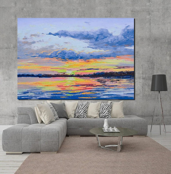 Abstract Landscape Paintings, Heavy Texture Painting, Hand Painted Wall Art, Contemporary Wall Art Paintings, Simple Modern Paintings for Living Room-Silvia Home Craft