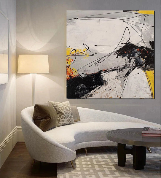 Extra Large Abstract Paintings on Canvas, Hand Painted Abstract Painting, Bedroom Wall Art Ideas, Simple Painting Ideas for Bedroom-Silvia Home Craft
