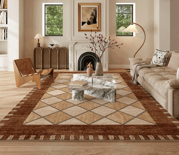 Geometric Contemporary Modern Rugs Next to Bed, Large Abstract Rugs for Living Room, Mid Century Large Modern Area Rugs-Silvia Home Craft