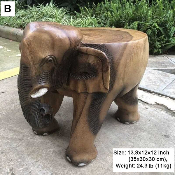 Elephant Wooden Stool, Elephant Sofa Stool, Dining Table Stool, Handmade Solid Wood low Stool, Creative Shoe-changing Stool-Silvia Home Craft