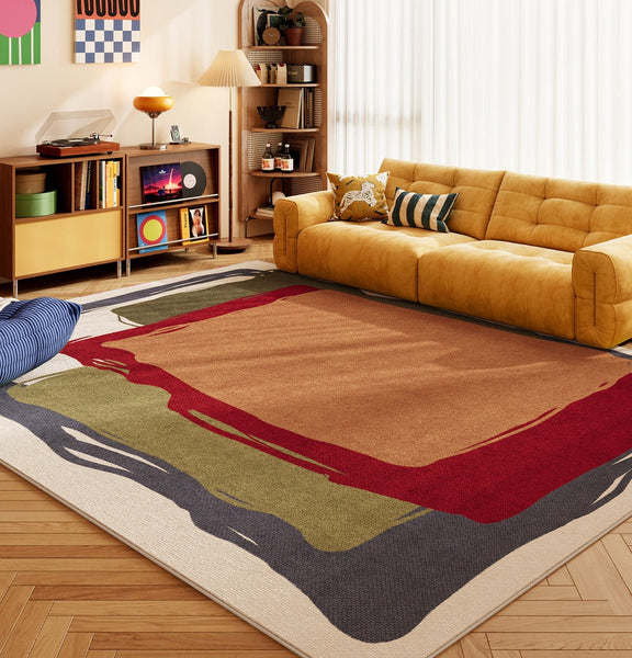 Modern Living Room Rug Ideas, Geometric Carpets for Bedroom, Simple Modern Floor Rugs, Colorful Abstract Modern Rugs, Contemporary Area Rugs-Silvia Home Craft