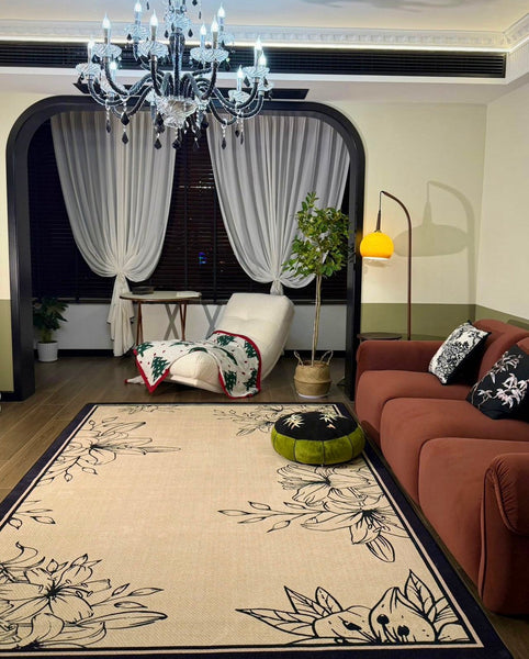 Geometric Contemporary Rugs Next to Bed, Modern Rugs for Dining Room, Contemporary Modern Rugs, Mid Century Area Rugs for Living Room-Silvia Home Craft