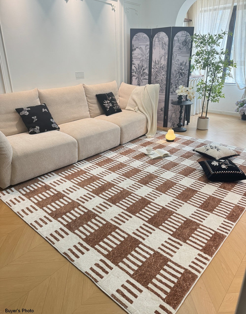Modern Rugs under Dining Room Table, Mid Century Geometric Carpets, Abstract Modern Rugs for Living Room, Contemporary Modern Rugs Next to Bed-Silvia Home Craft