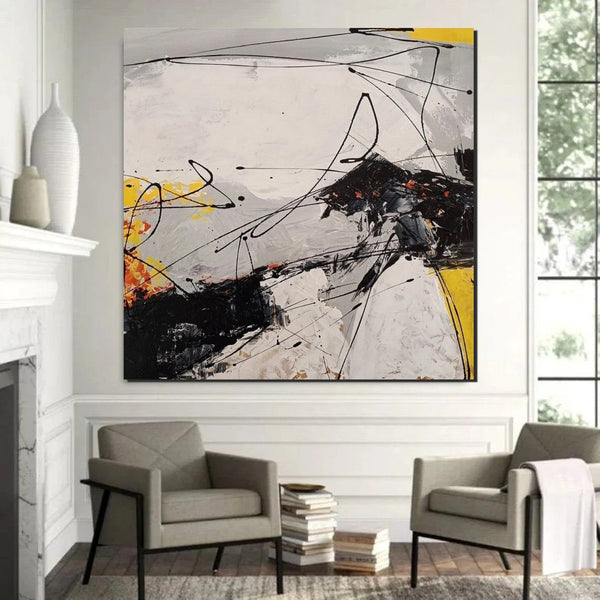 Extra Large Abstract Paintings on Canvas, Hand Painted Abstract Painting, Bedroom Wall Art Ideas, Simple Painting Ideas for Bedroom-Silvia Home Craft