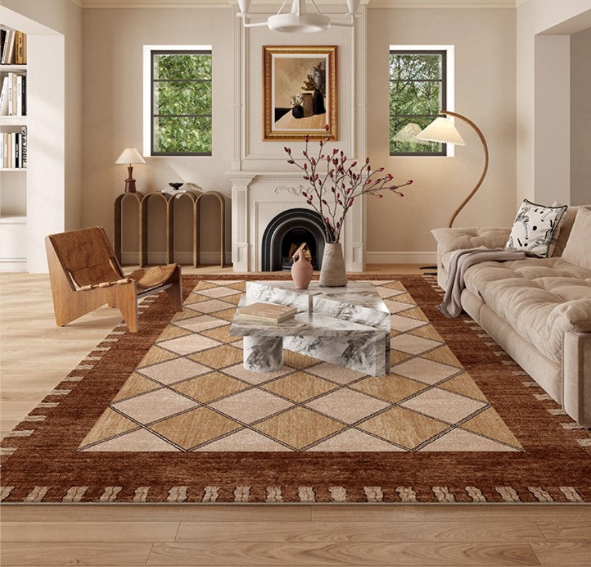 Geometric Contemporary Modern Rugs Next to Bed, Large Abstract Rugs for Living Room, Mid Century Large Modern Area Rugs-Silvia Home Craft