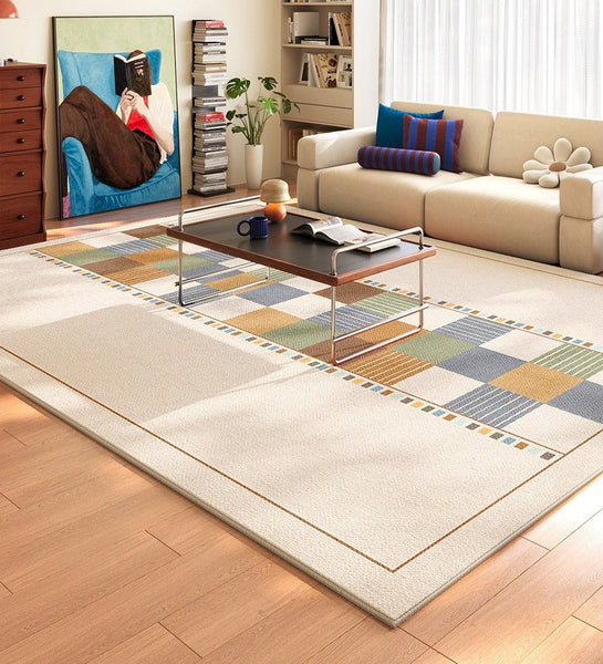 Modern Runner Rugs Next to Bed, Colorful Mid Century Rugs, Abstract Contemporary Modern Rugs for Living Room, Modern Rugs for Apartment-Silvia Home Craft