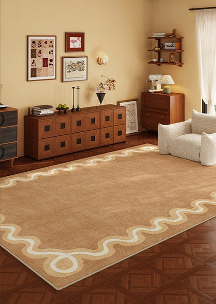 Dining Room Geometric Modern Rugs, Large Modern Rugs for Living Room, Bedroom Modern Rugs, Cream Color Contemporary Modern Rugs-Silvia Home Craft