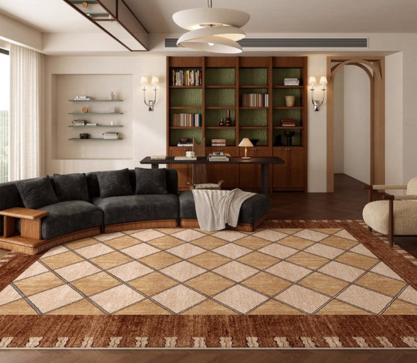 Geometric Contemporary Modern Rugs Next to Bed, Large Abstract Rugs for Living Room, Mid Century Large Modern Area Rugs-Silvia Home Craft