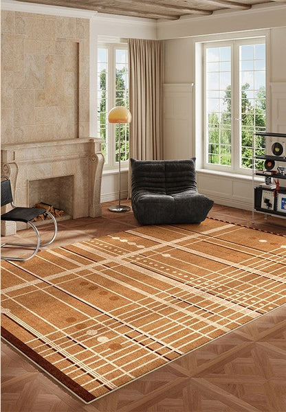 Large Contemporary Area Rugs for Dining Room, Modern Living Room Rug Ideas, Mid Century Modern Rugs for Bedroom-Silvia Home Craft