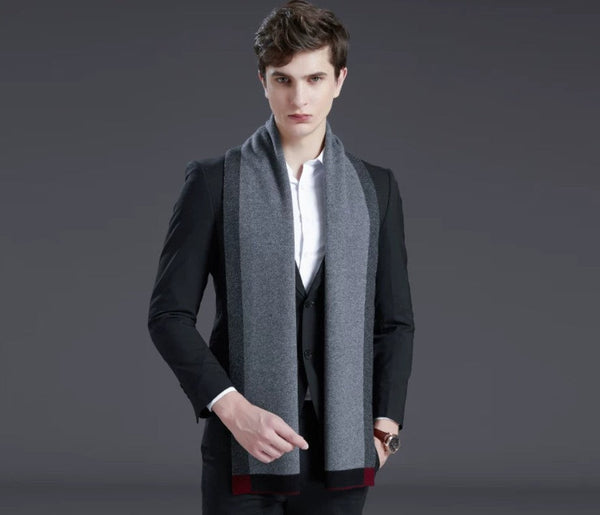 Casual Scarf Men, Men's Winter Scarf, Formal Men Scarf Styles, Modern Wool Scarf for Men, Men's Wool Scarf Winter, Business Wool Scarf for Gentleman-Silvia Home Craft