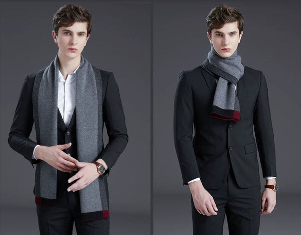 Casual Scarf Men, Men's Winter Scarf, Formal Men Scarf Styles, Modern Wool Scarf for Men, Men's Wool Scarf Winter, Business Wool Scarf for Gentleman-Silvia Home Craft